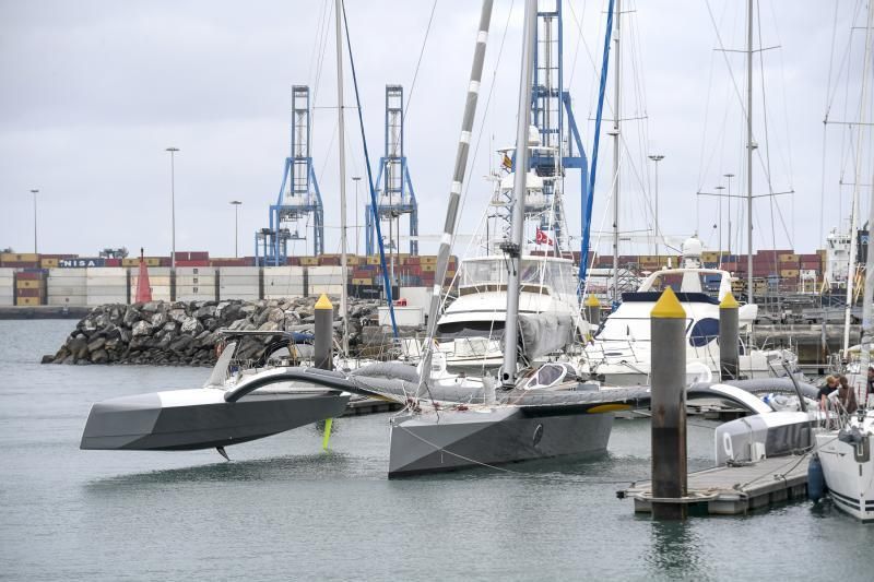 11-11-19 LAS PALMAS DE GRAN CANARIA. MUELLE DE CLUB NAUTICO. LAS PALMAS DE GRAN CANARIA. Trimaran multicasco que aquiere batir el recor de la vuelta al mundo atracado en la Marina del Real Club Nautico de Las Palmas de Gran Canaria. Fotos: Juan Castro.  | 11/11/2019 | Fotógrafo: Juan Carlos Castro