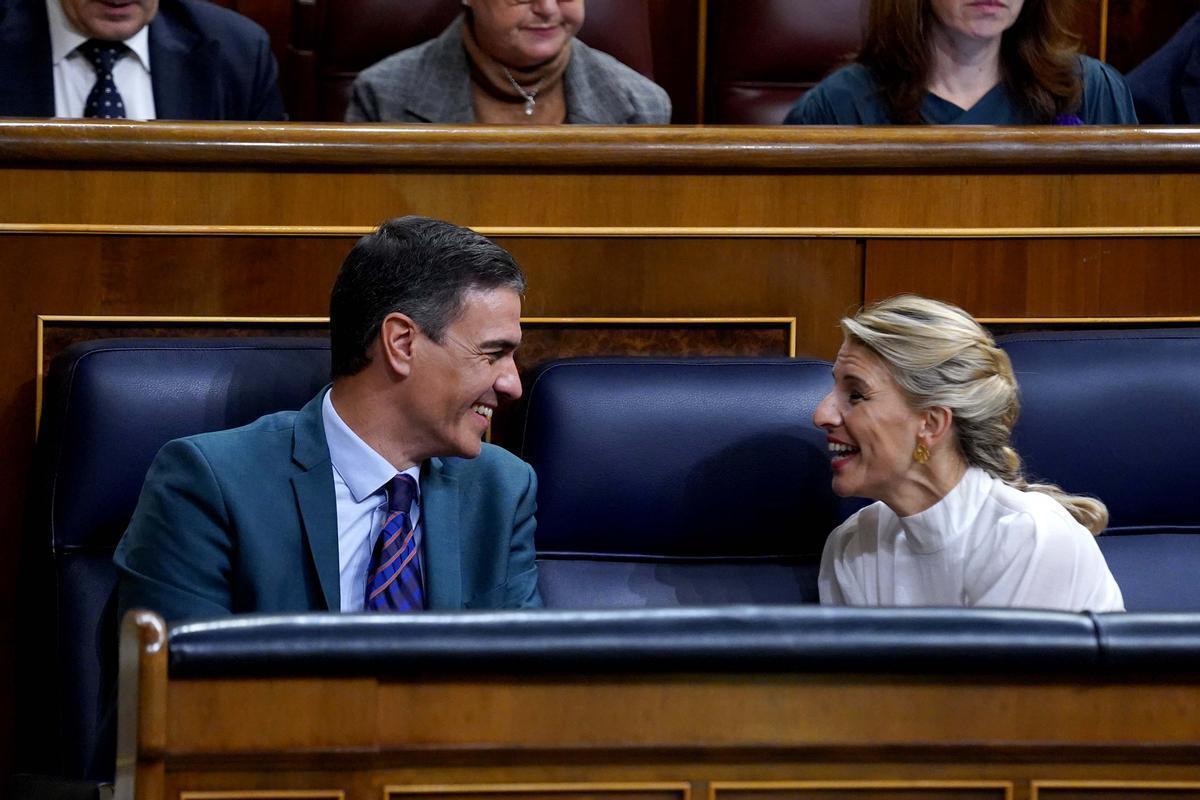 Pedro Sanchez y Yolanda Díaz, en el Congreso de los Diputados.