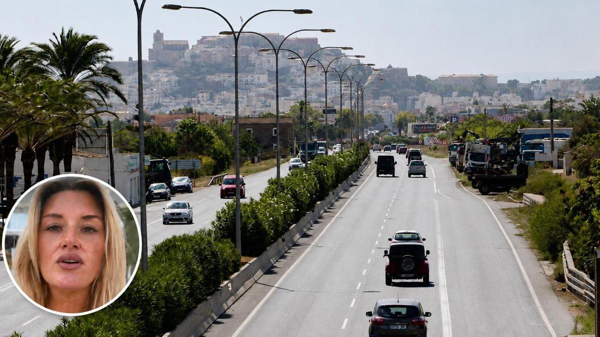 La creadora digital, con una de las carreteras de la isla de fondo.