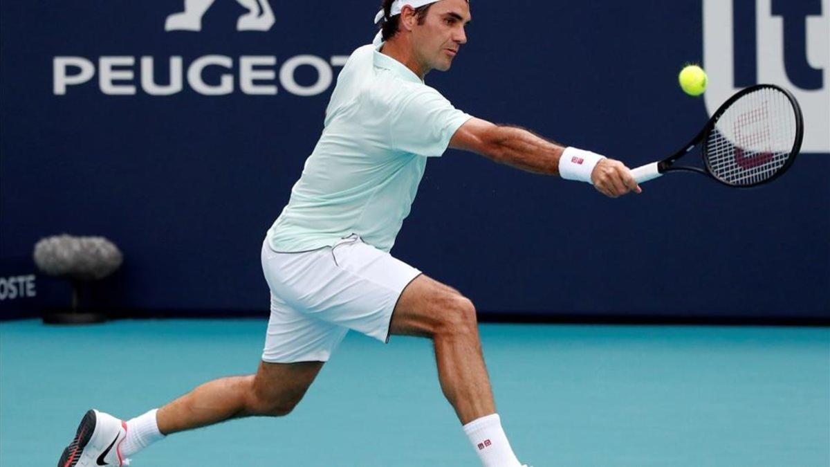 Federer durante su participación en Miami