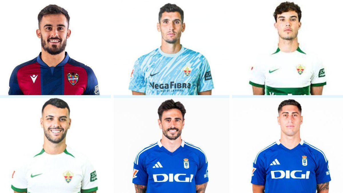 Diego Pampín (Levante), Matías Dituro (Elche), Yago Santiago (Elche), Álex Martín (Elche), David Costas (Oviedo) y Álvaro Lemos (Oviedo).