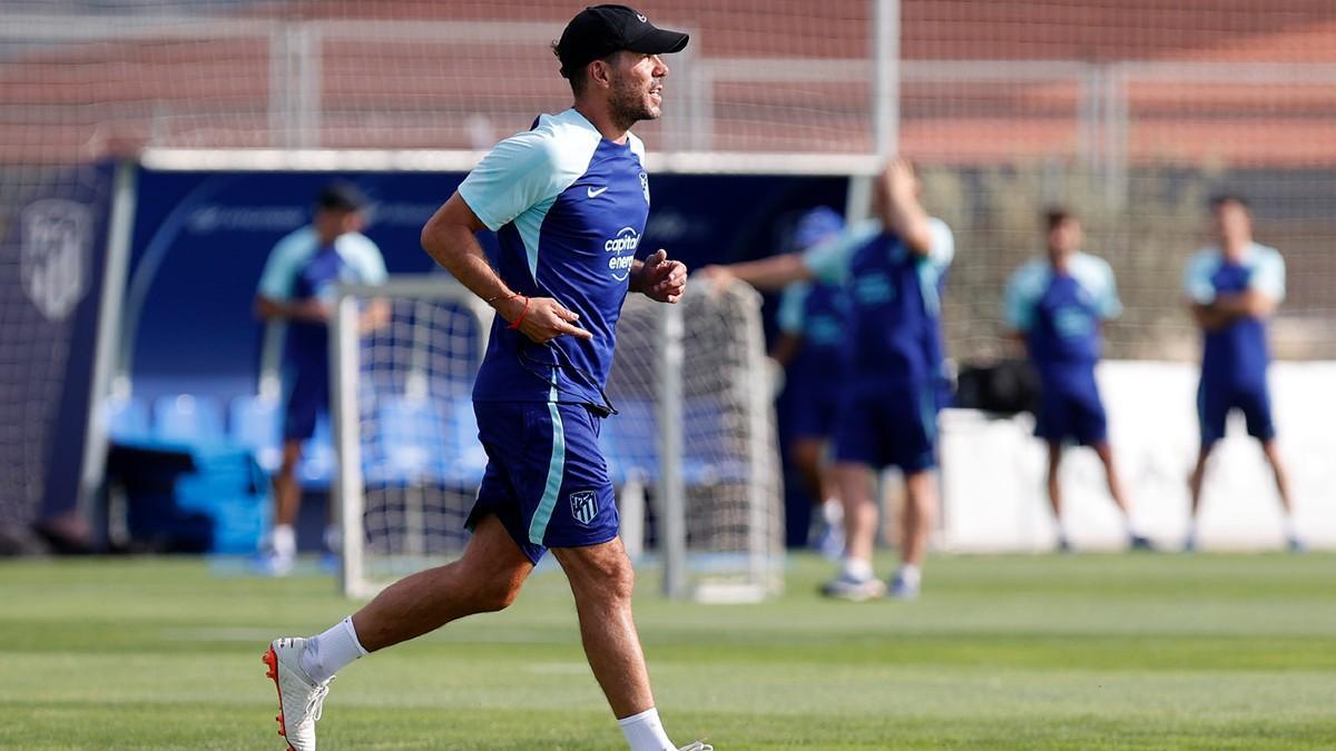 Simeone, durante una sesión de entrenamiento