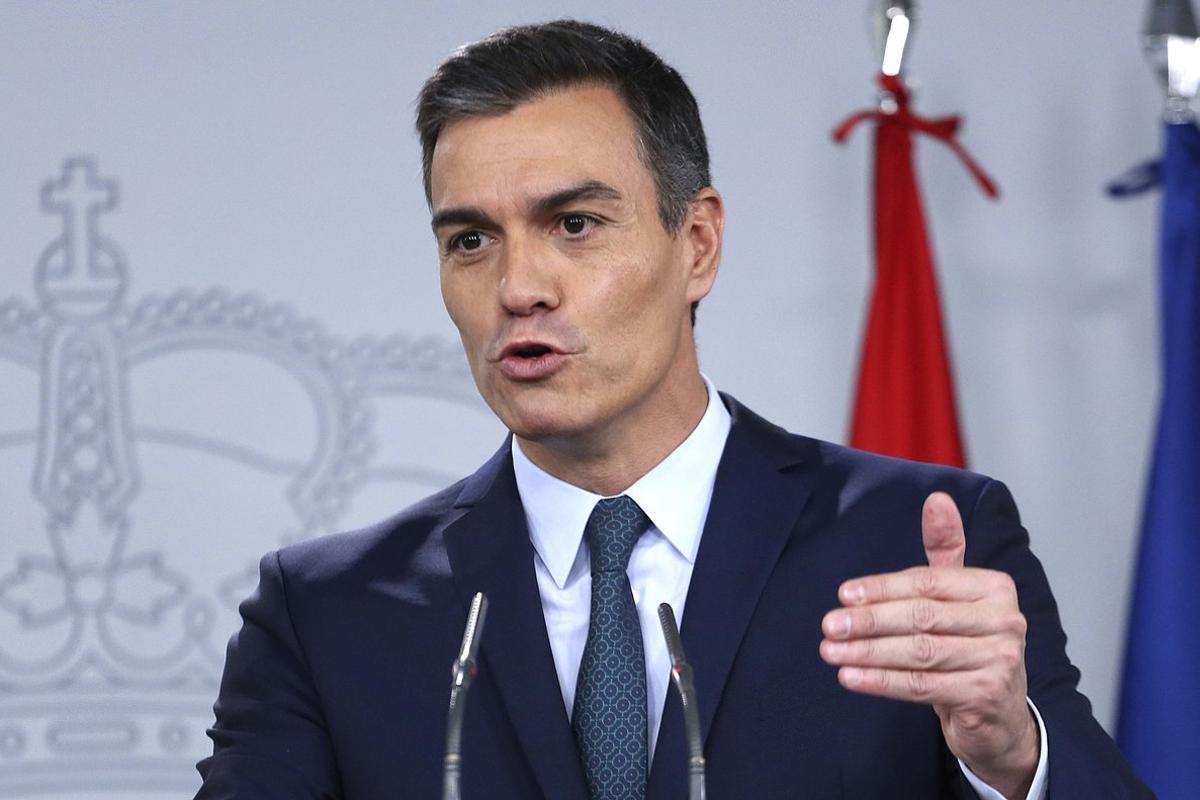 El Presidente del Gobierno Pedro Sánchez durante una rueda de prensa.