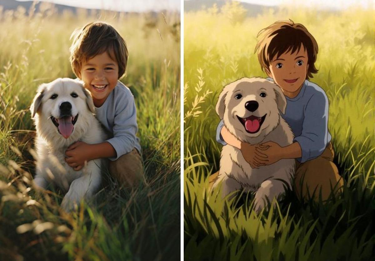 Imagen creada con IA y convertida al "estilo Ghibli" con la aplicación Fotor.