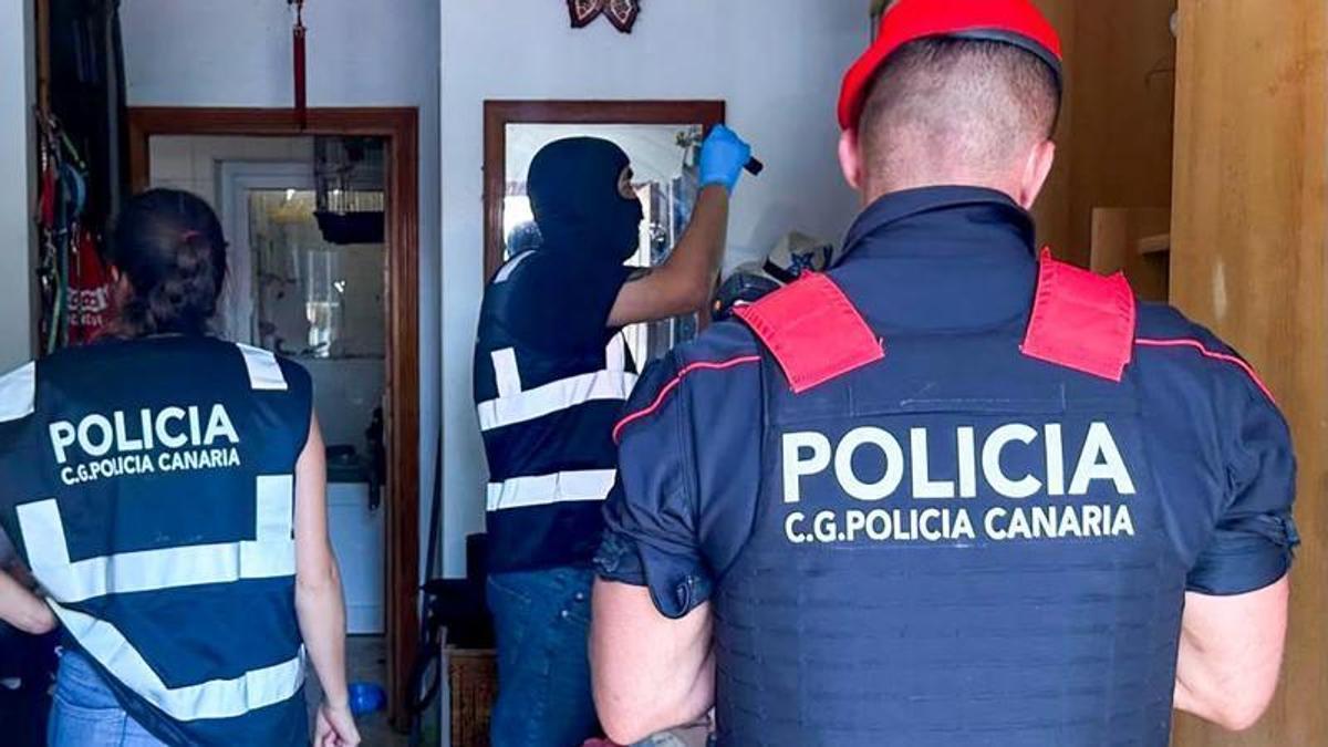 Agentes de la Policía Canaria en uno de los registros de la operación contra la corrupción de menores