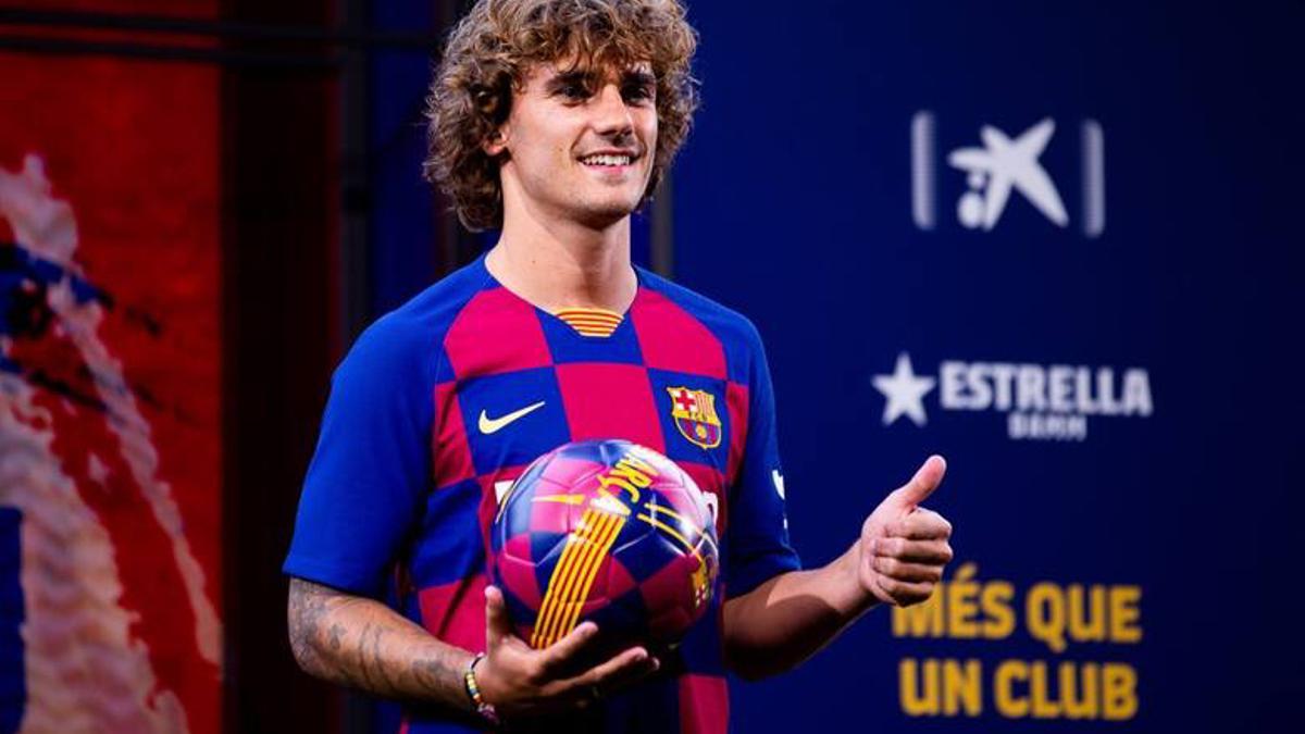 Antoine Griezmann, durante su presentación en el Barça