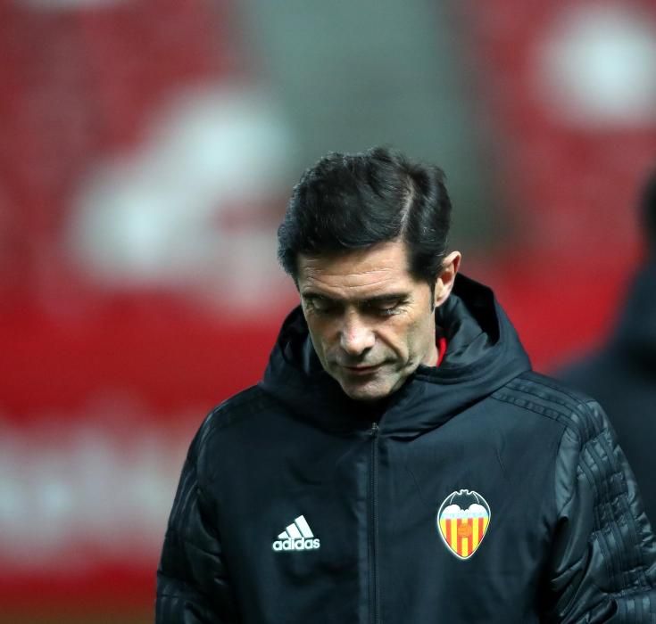 Los gestos de Marcelino en el partido Sporting - Valencia CF