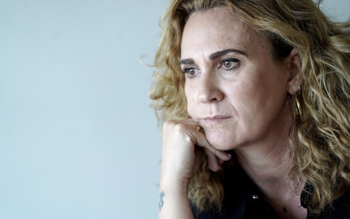 Estrella Galán, candidata de Sumar a las elecciones europeas, durante la entrevista con Prensa Ibérica.