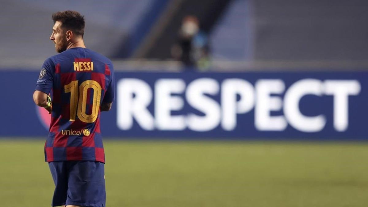 Leo Messi, al finalizar el Barça-Bayern, de Lisboa.