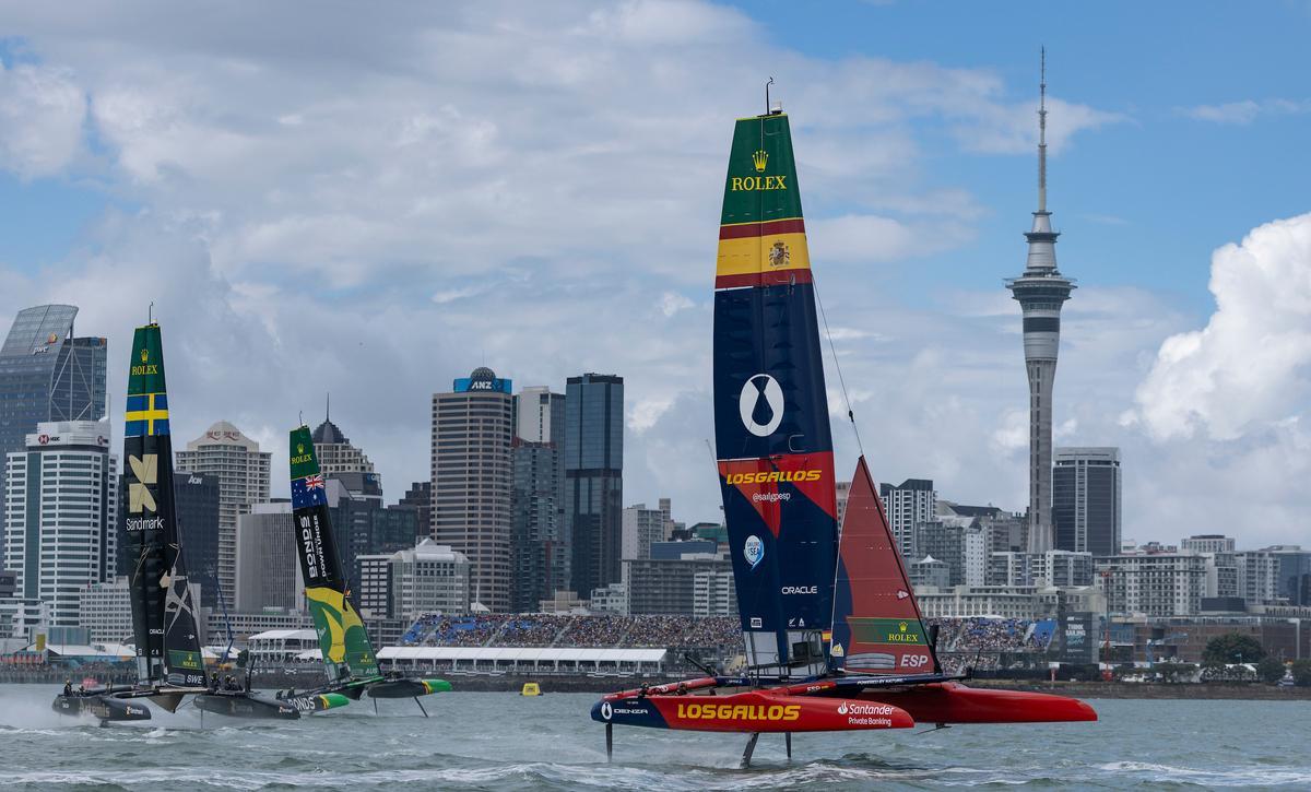 El equipo español de SailGP, en el último gran premio en Auckland.