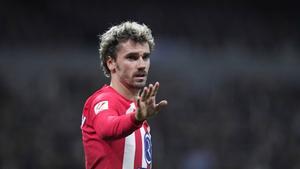 Griezmann en el partido contra el Real Madrid en LaLiga EASports