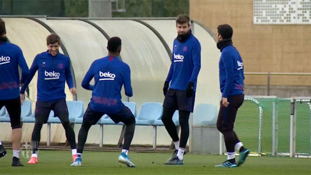 El Barça se ejercita sin los seleccionados en el último entrenamiento de la semana