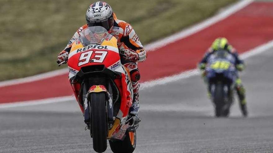 Marc Márquez, durante los entrenamientos de ayer.