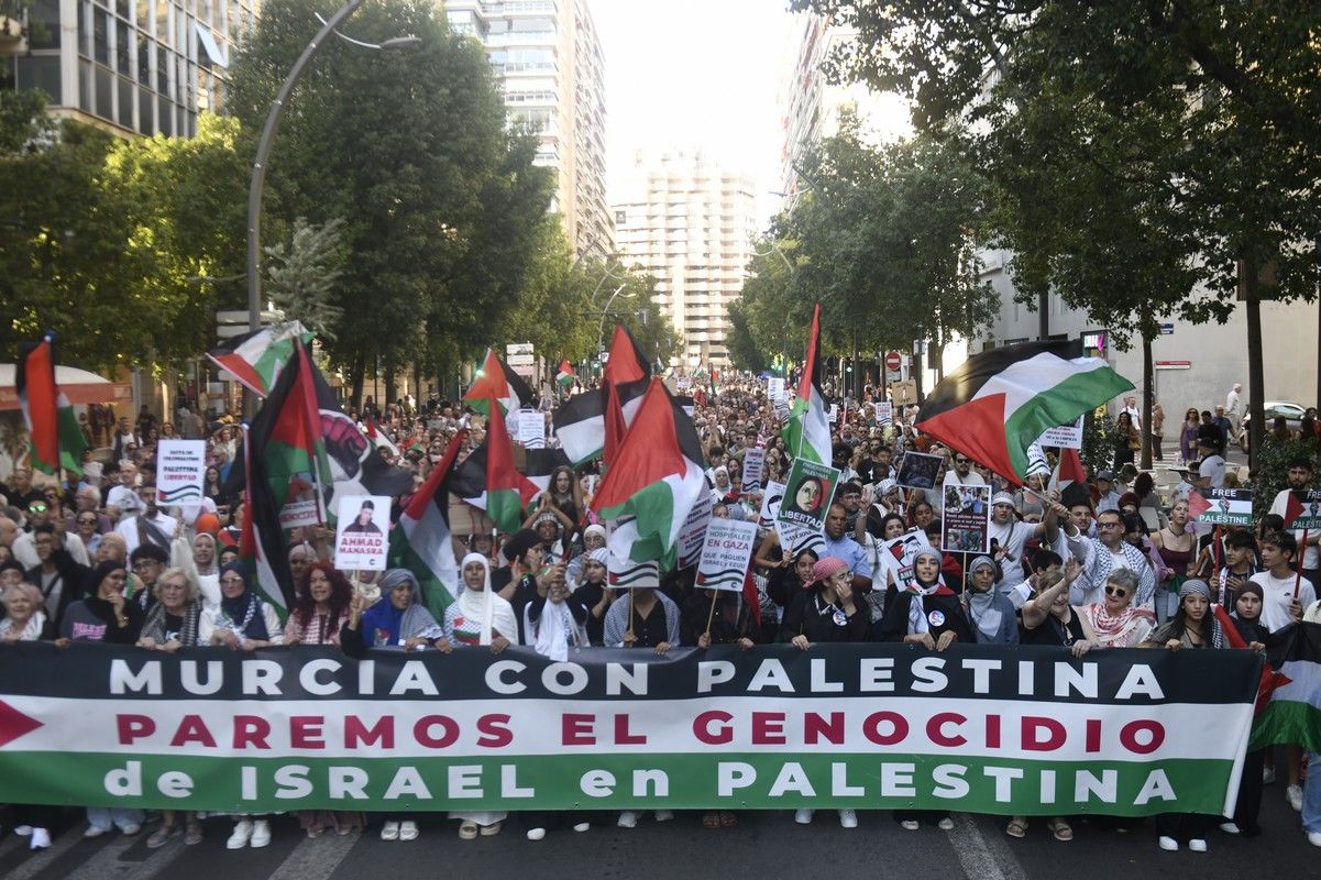 La manifestación de Murcia a favor de Gaza, en imágenes