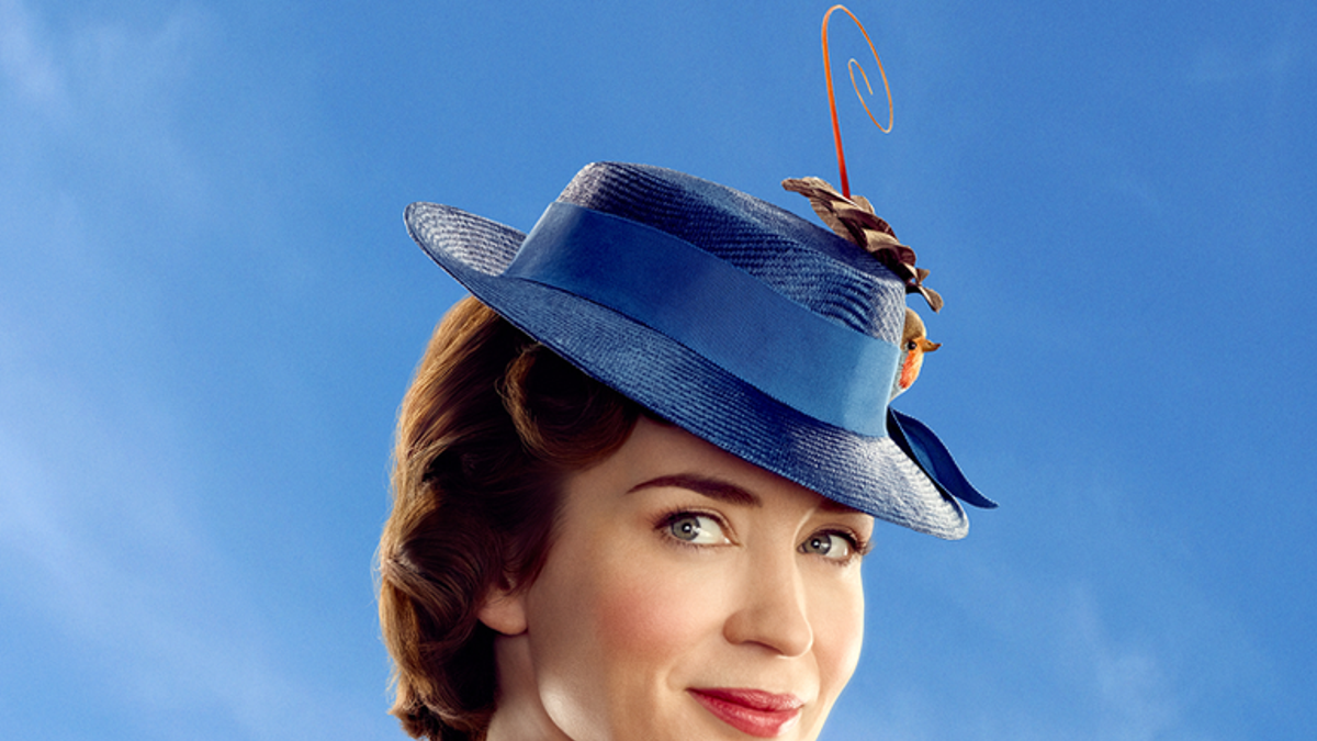 Emily Blunt caracterizada como 'Mary Poppins'