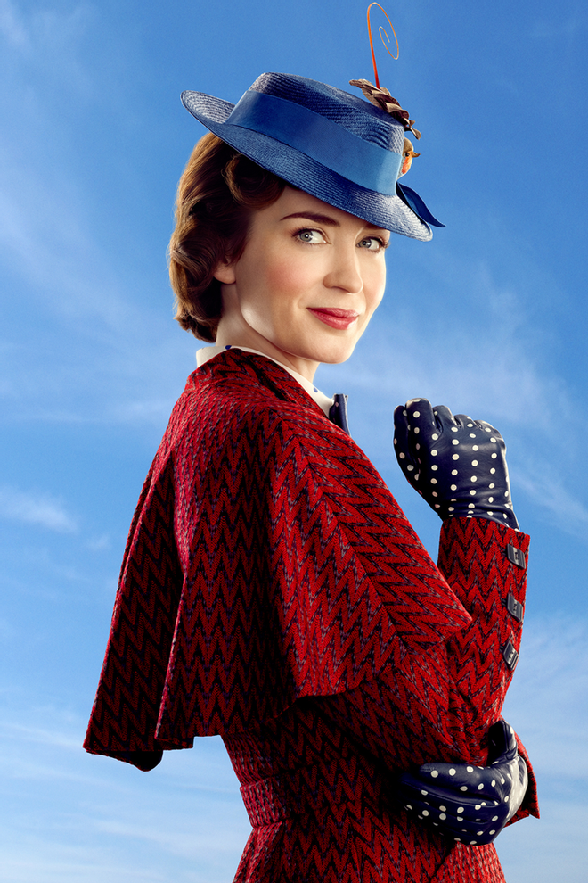 Emily Blunt caracterizada como 'Mary Poppins'