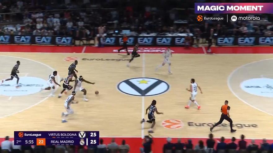 Luca Vildoza fue el mejor en el partido entre el Virtus Bologna-Real Madrid