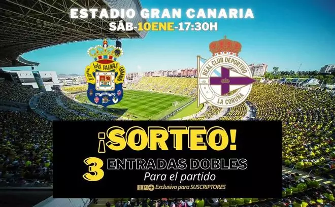 LA PROVINCIA sortea 3 entradas dobles entre sus suscriptores para el UD Las Palmas – RC Deportivo La Coruña