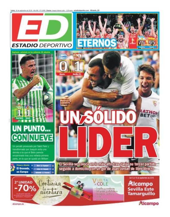 Portada ESTADIO DEPORTIVO lunes 16 septiembre 2019