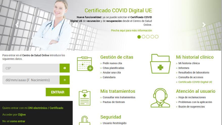 Imagen de la web del Sistema Extremeño de Salud.