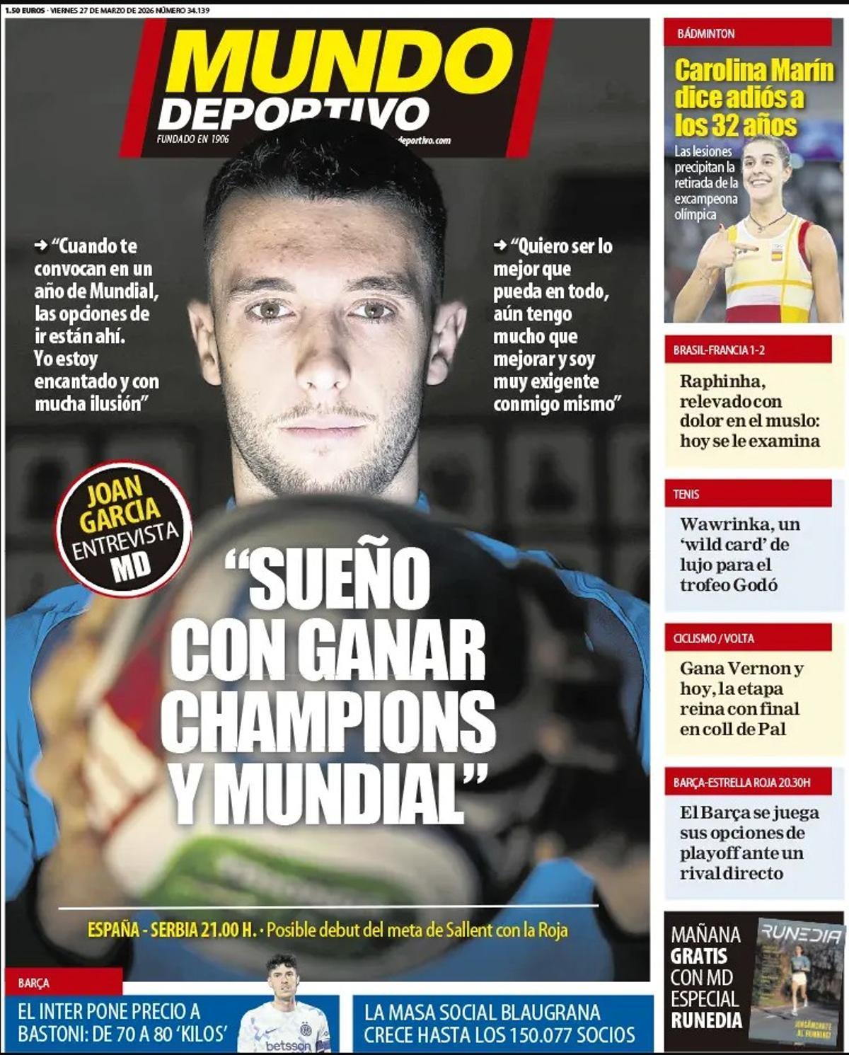 Carolina Marín, protagonista en las portadas de hoy