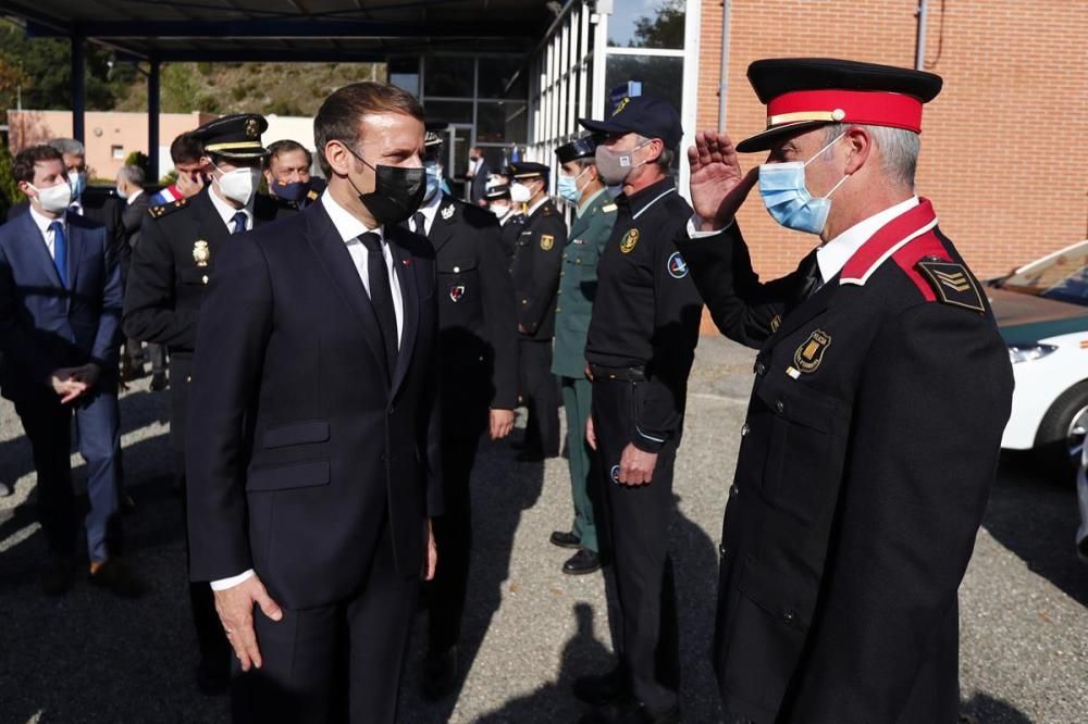 El president de França, Emmanuel Macron, visita el Pertús