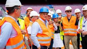 Joan Laporta, visitando las obras del Camp Nou