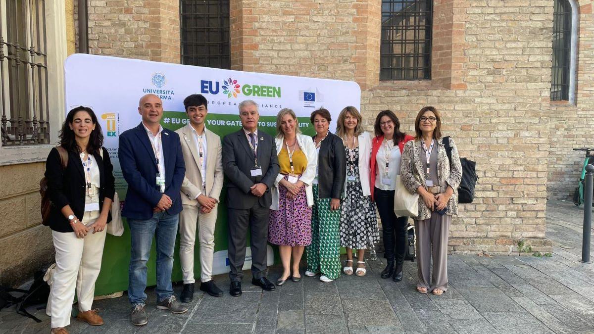 Equipo de EU Green en la UEx en la Conferencia de Rectores de la alianza, Universidad de Parma.