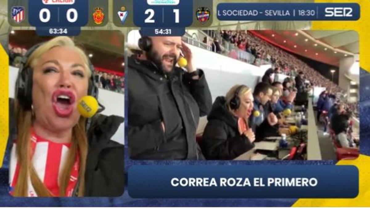 La viral celebración de Belén Esteban tras el gol del Atlético de Madrid al Real Mallorca