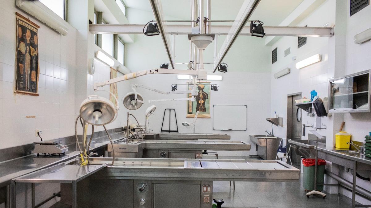 Una de las salas de autopsias del Instituto de Medicina Legal y Ciencias Forenses de Aragón.