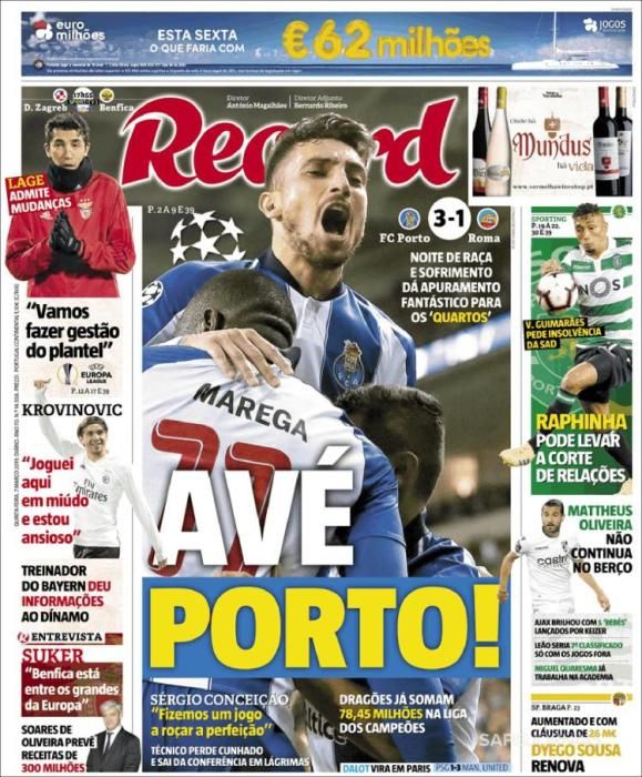 Portada RECORD jueves 7 de marzo de 2019.