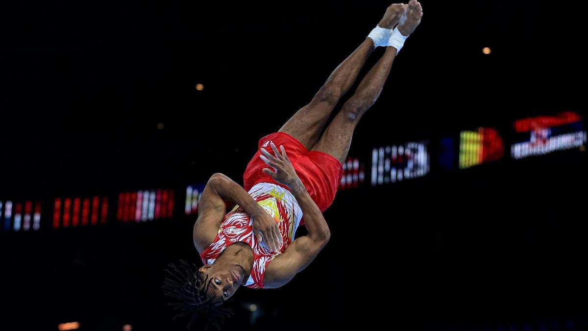 Thierno Diallo, durante el Mundial de gimnasia artística.