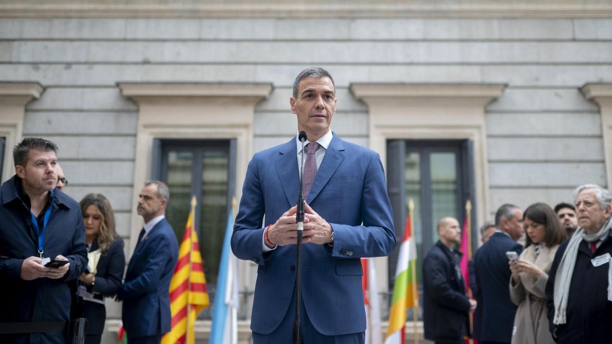 El presidente del Gobierno, Pedro Sánchez, durante el acto institucional por el Día de la Constitución, en el Congreso de los Diputados, a 6 de diciembre de 2025, en Madrid (España).