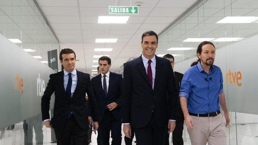 Pablo Casado, Pedro Sánchez, Albert Rivera i Pablo Iglesias.