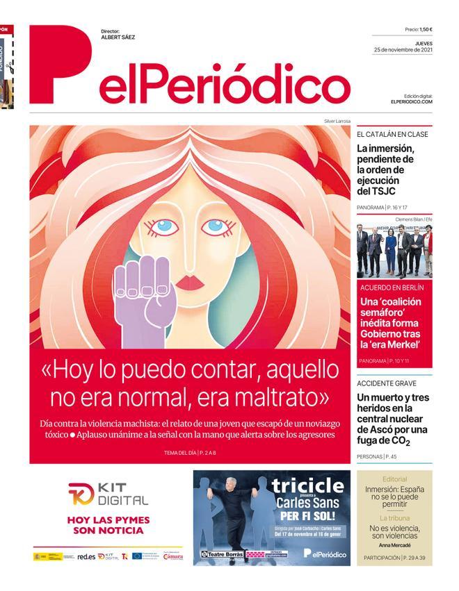 La portada d’EL PERIÓDICO del 25 de novembre del 2021