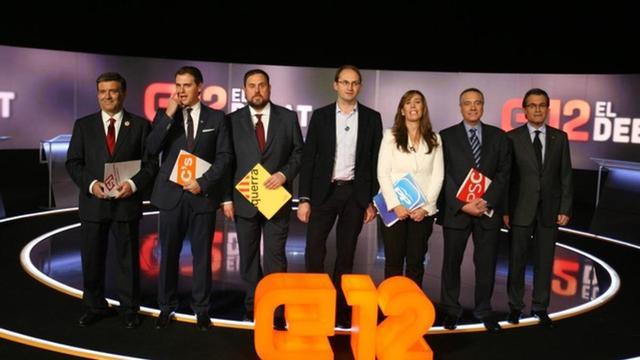 Los candidatos catalanes, momentos antes de empezar el debate en TV-3.