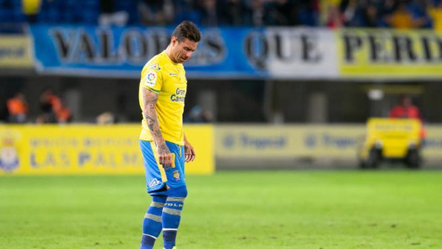 Rubén Castro Martín, ayer, tras recibir el golpe en el rostro.