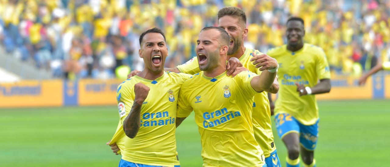 Viera y Jesé, junto a Pejiño y Nuke, en el pasado derbi en el Gran Canaria.