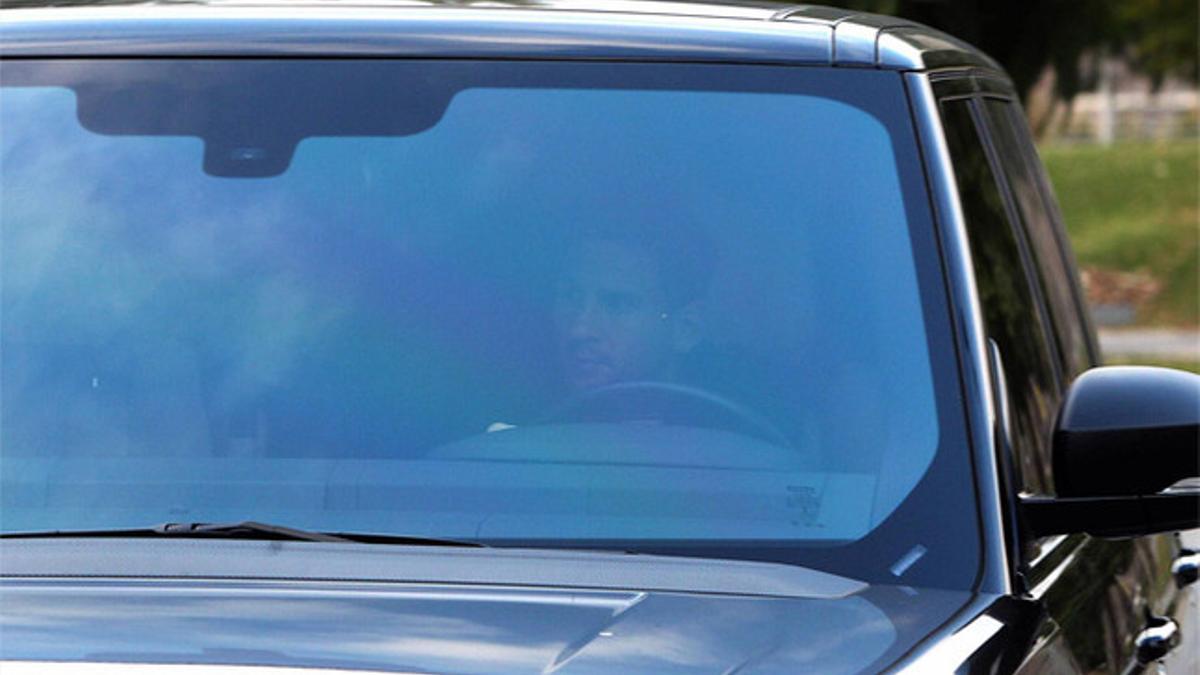 Messi, llegando a la Ciutat Esportiva