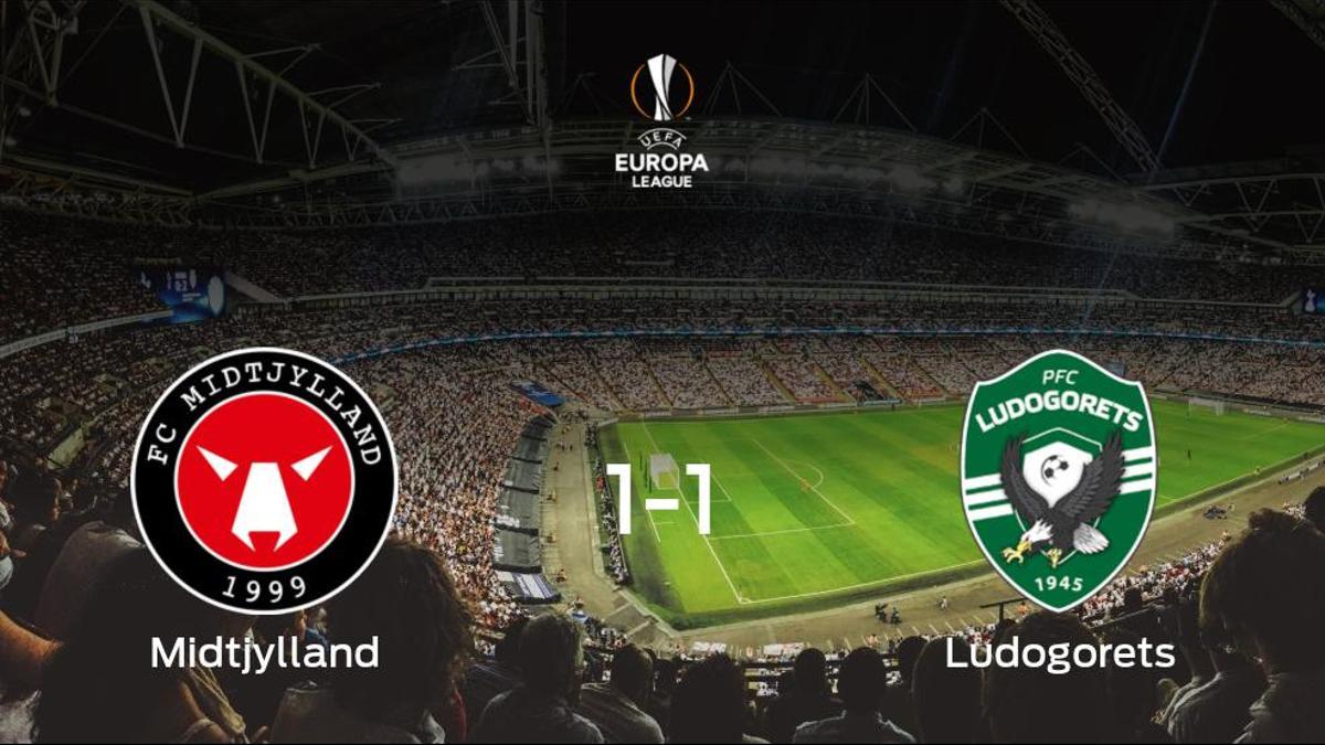 Reparto de puntos entre el FC Midtjylland y el Razgrad Ludogorets (1-1)