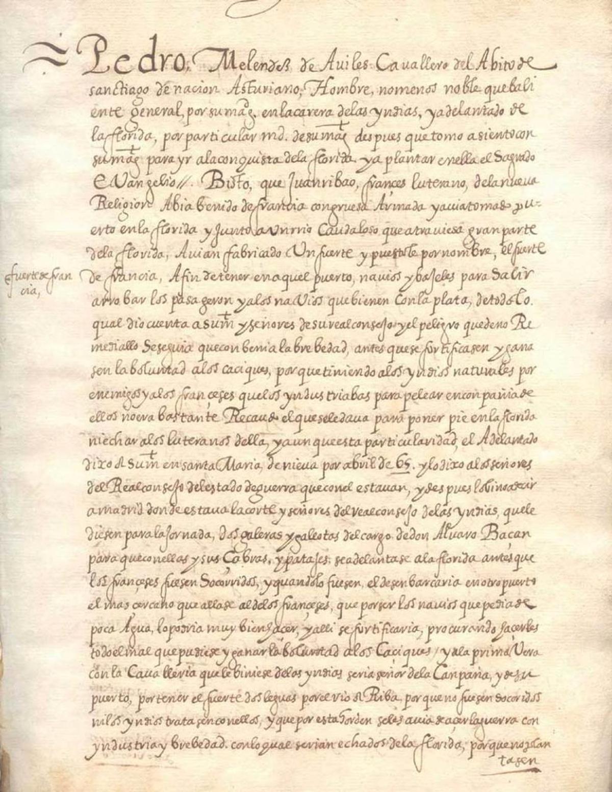 Pedro Menéndez, huellas en el papel