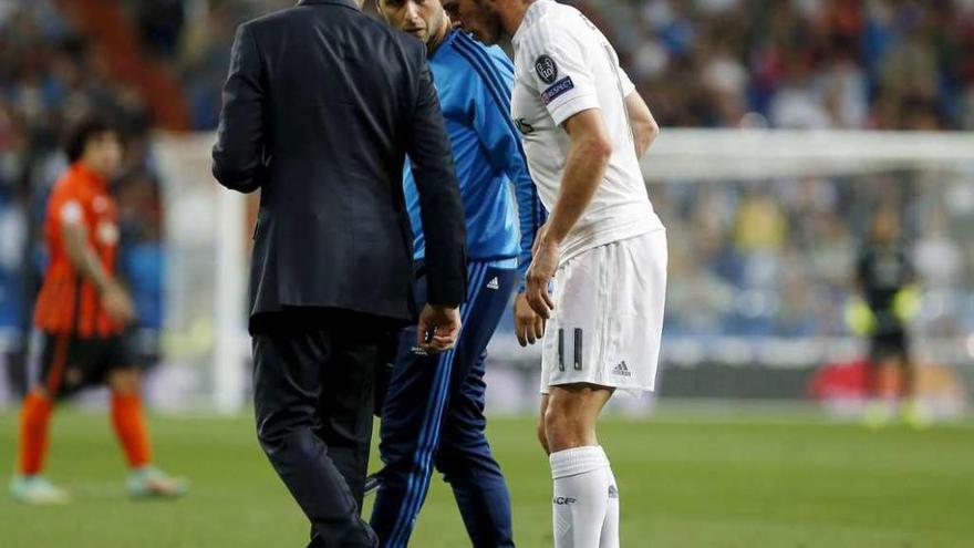 Gareth Bale, tras lesionarse el martes frente al Shakhtar Donetsk.