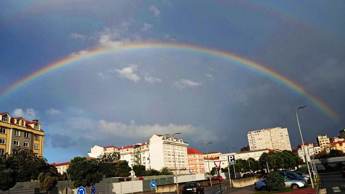 Arcoíris sobre A Maestranza, en A Coruña.