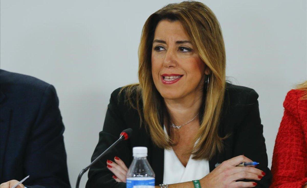 Susana Díaz, este lunes, durante la reunión del partido en Sevilla.