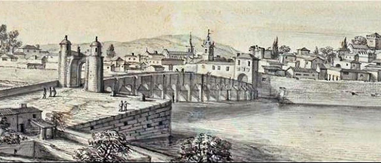 El puente dibujado en 1669 por Pier María Baldi.   | // CIAG