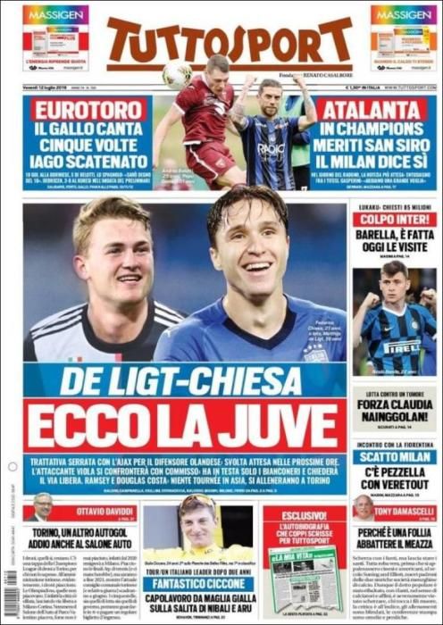 Portada TUTTOSPORT viernes 12 julio 2019