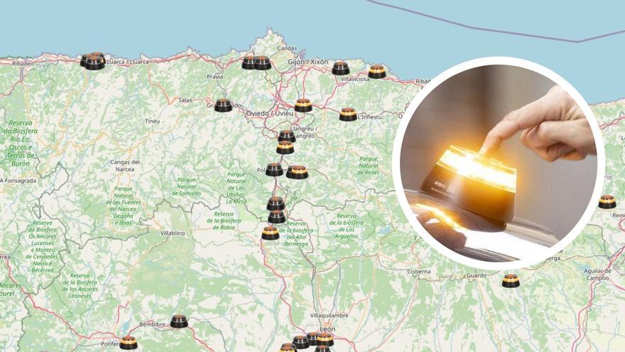 ¿Cuántas balizas V-16 están activas en este momento en Asturias y dónde? Este es el mapa que lo muestra en tiempo real