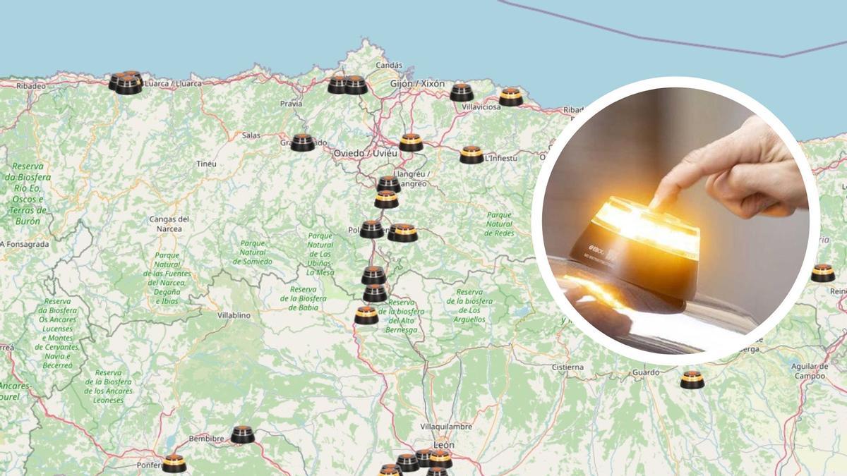 ¿Cuántas balizas V-16 están activas en este momento en Asturias y dónde? Este es el mapa que lo muestra en tiempo real