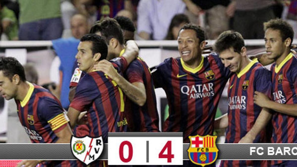 El Barça logró un contundente triunfo en Vallecas con un hat trick de Pedro