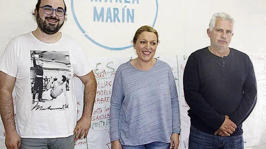Los tres concejales de Marea Marín. // S. Álvarez